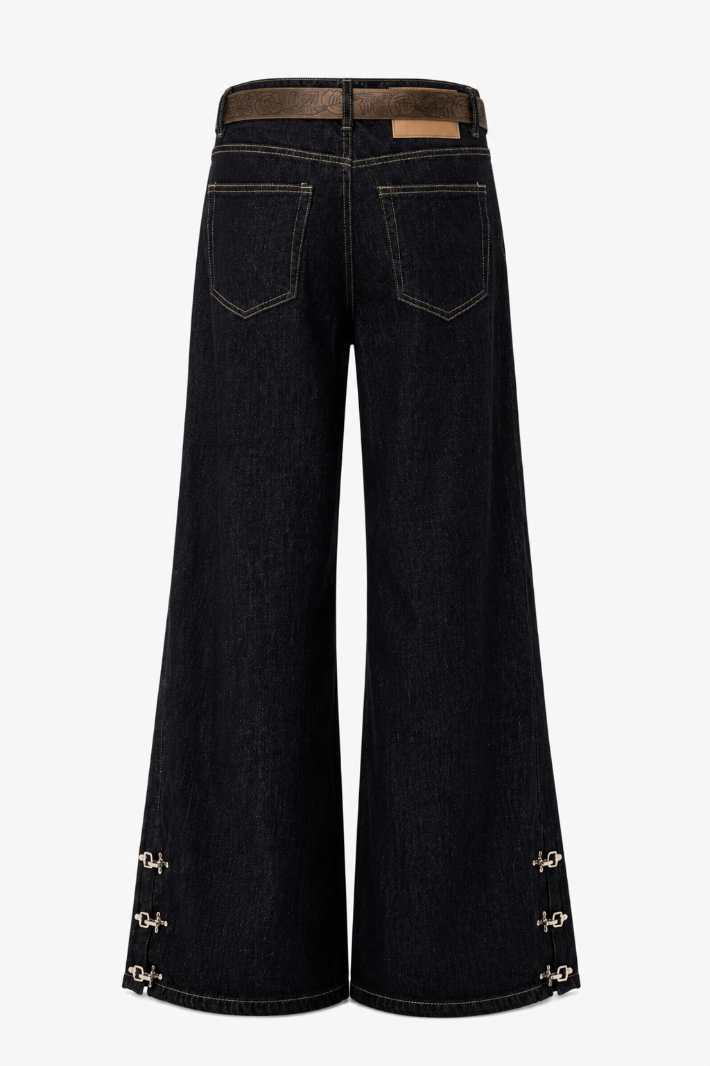 Valyria Wide-leg denim pants with toggle details