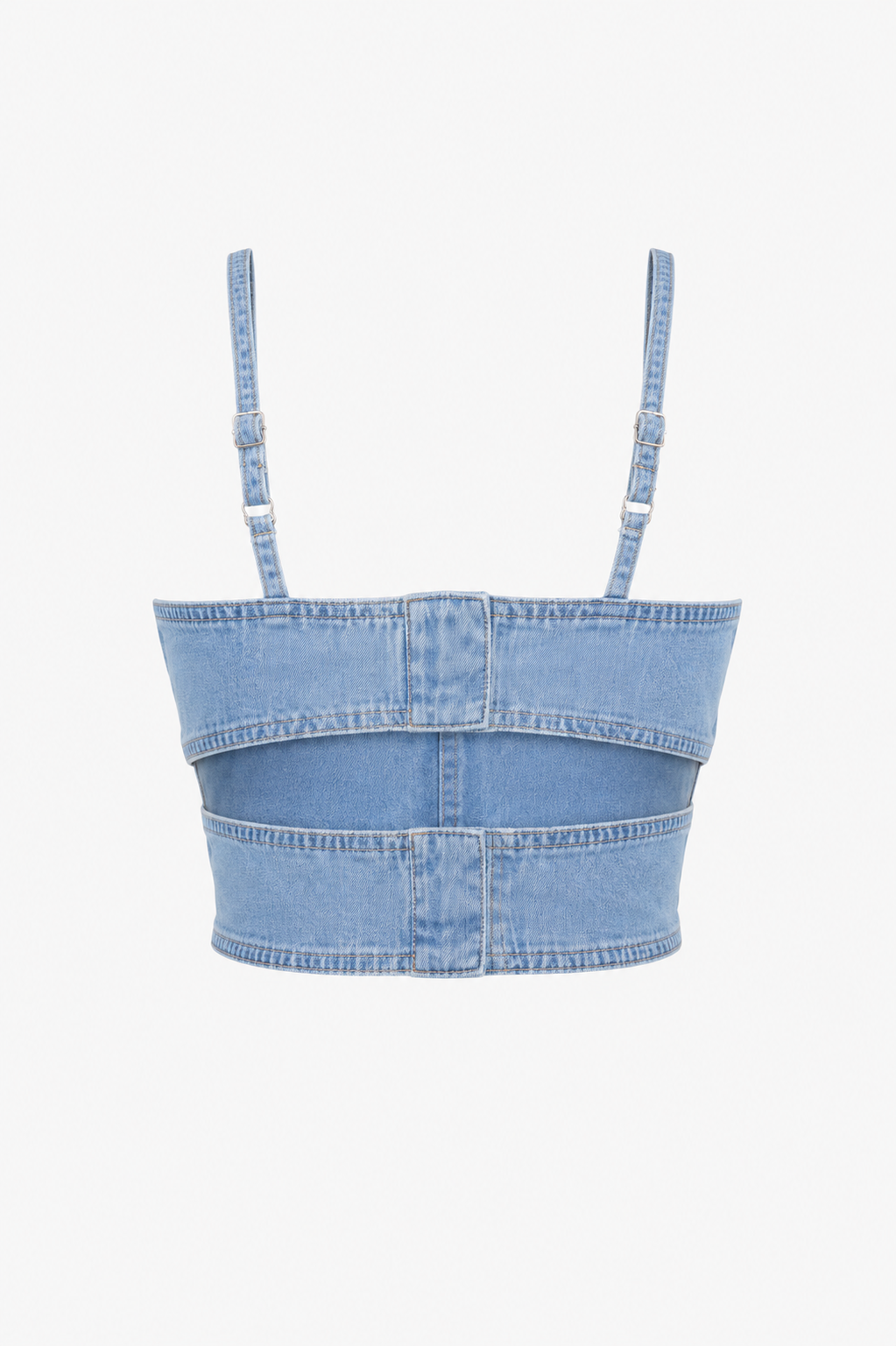 Olga Light blue denim bustier top with bow