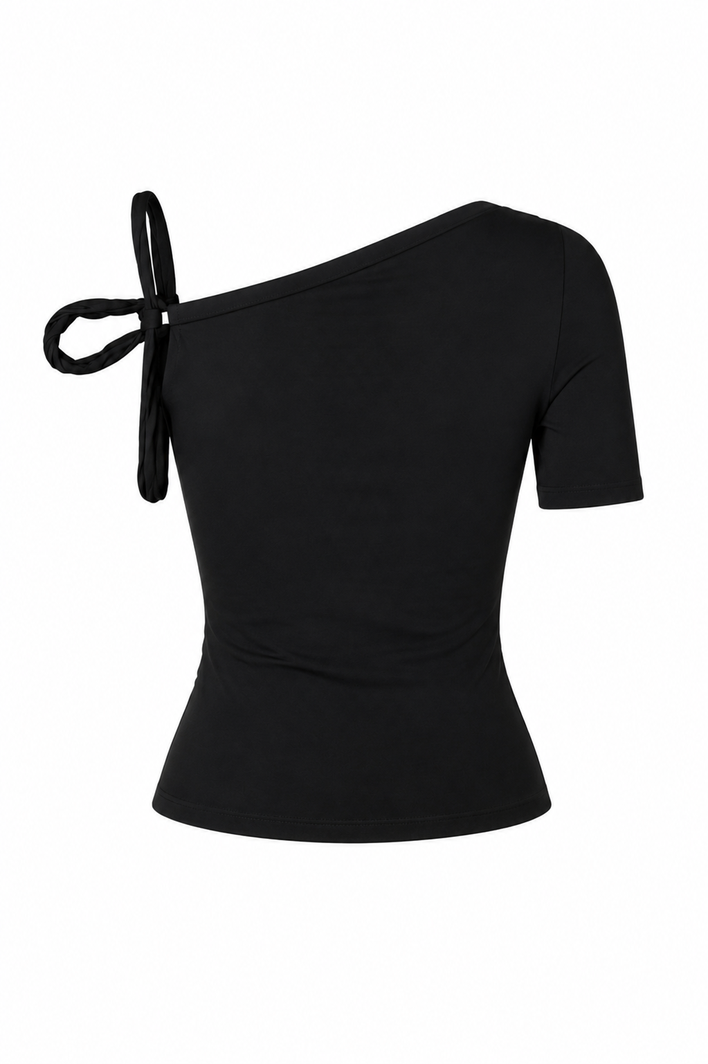 Kira Asymmetrical black Twist Top with tie detail