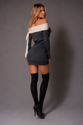 Camilia's Off-Shoulder Knit Mini Dress with Tie