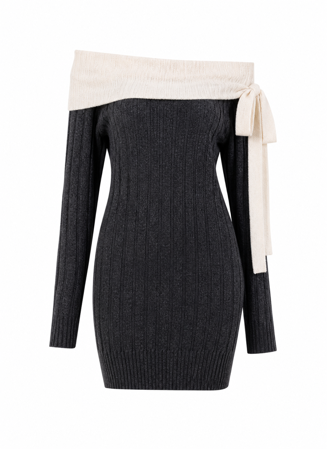 Camilia's Off-Shoulder Knit Mini Dress with Tie