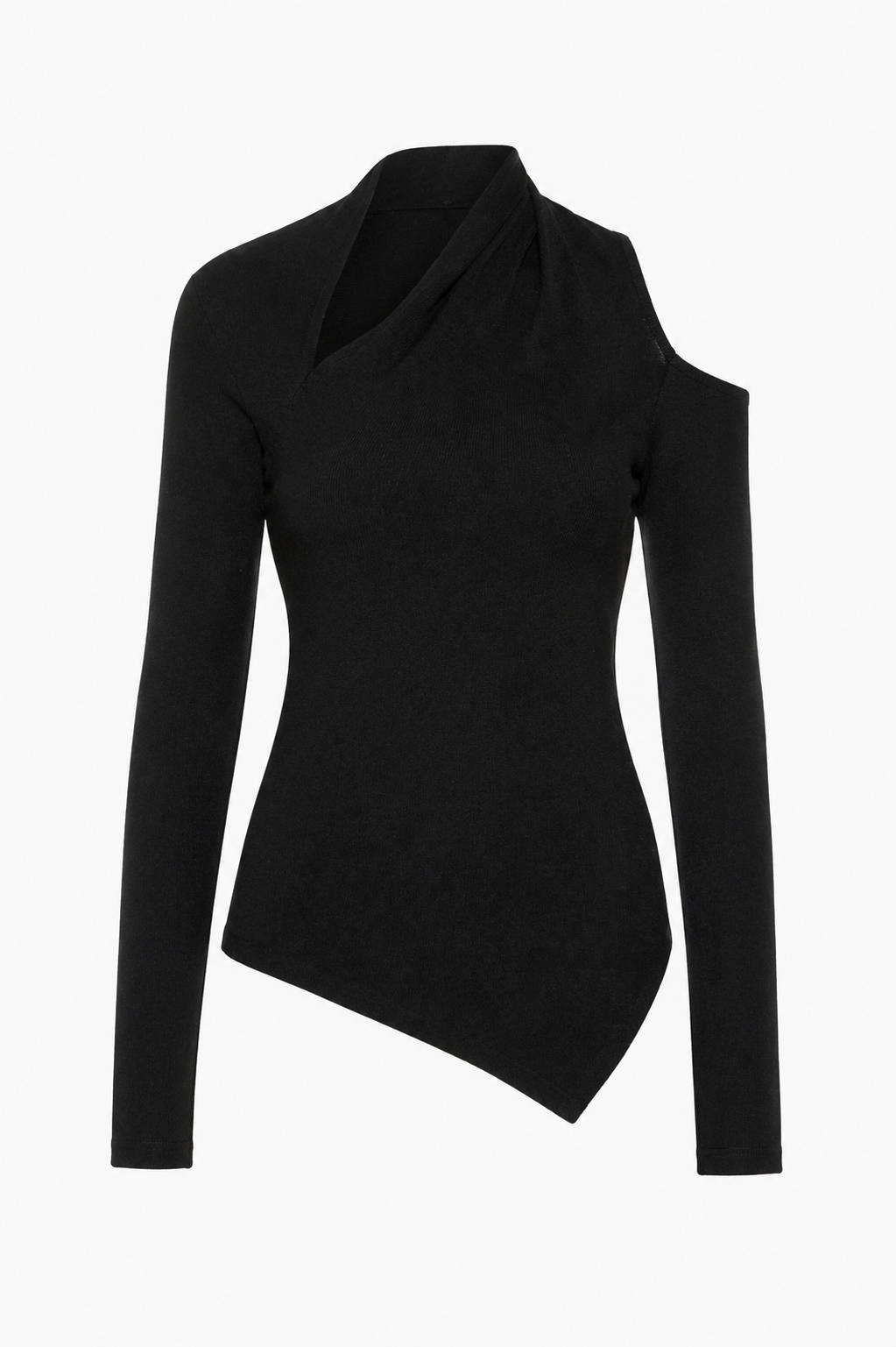 Dorra Asymmetrical black knit sweater top