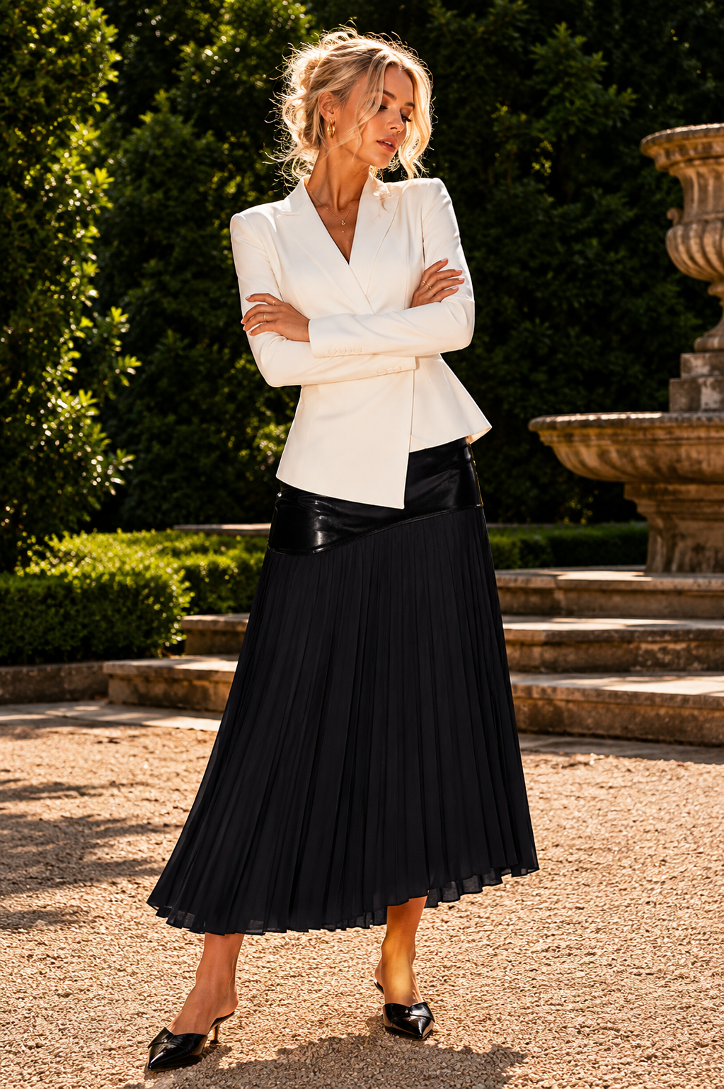 Faiza Asymmetric ivory blazer white