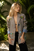 Kira Plaid blazer with playful doodles