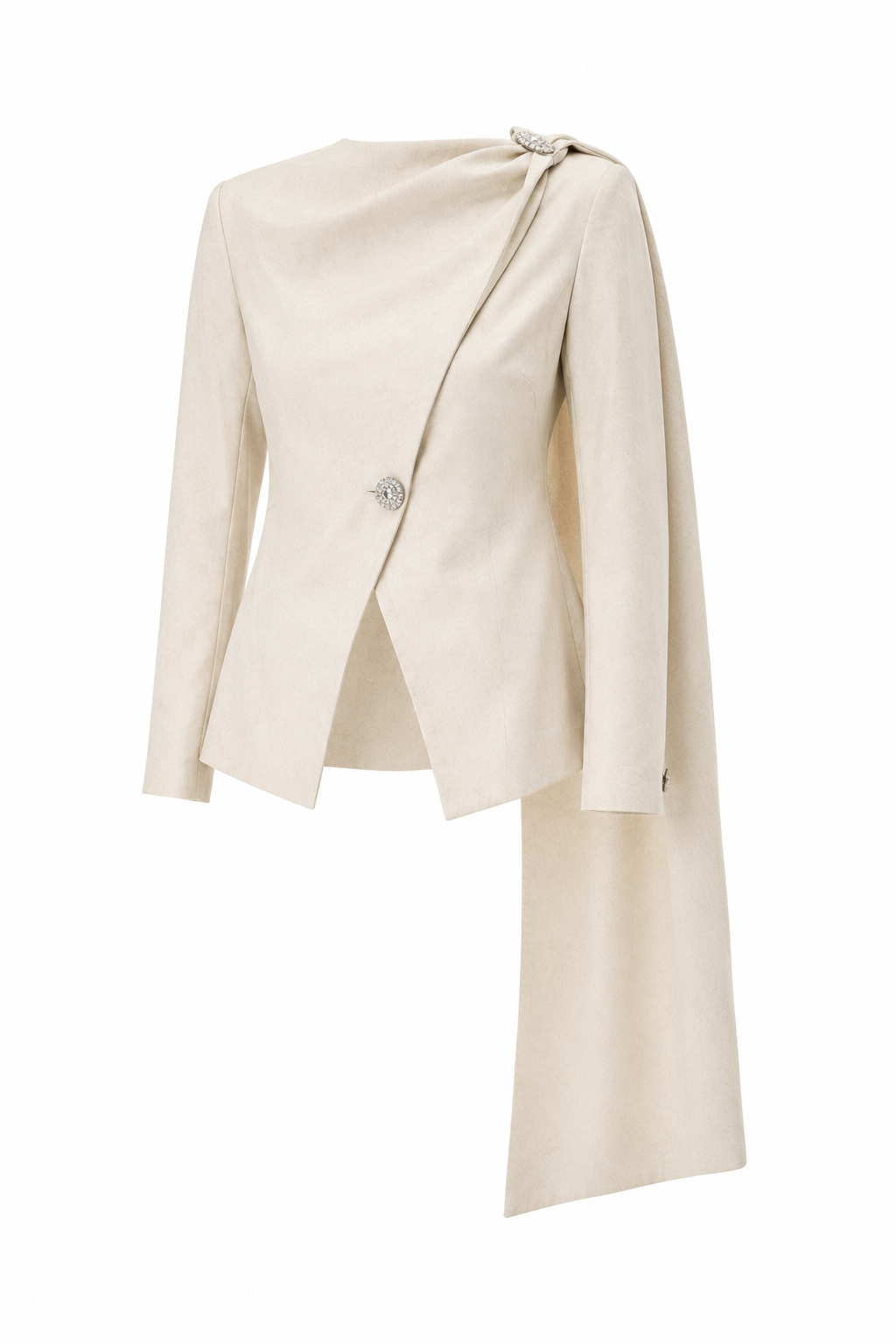 Dorra Beige tailored jacket with cape drape