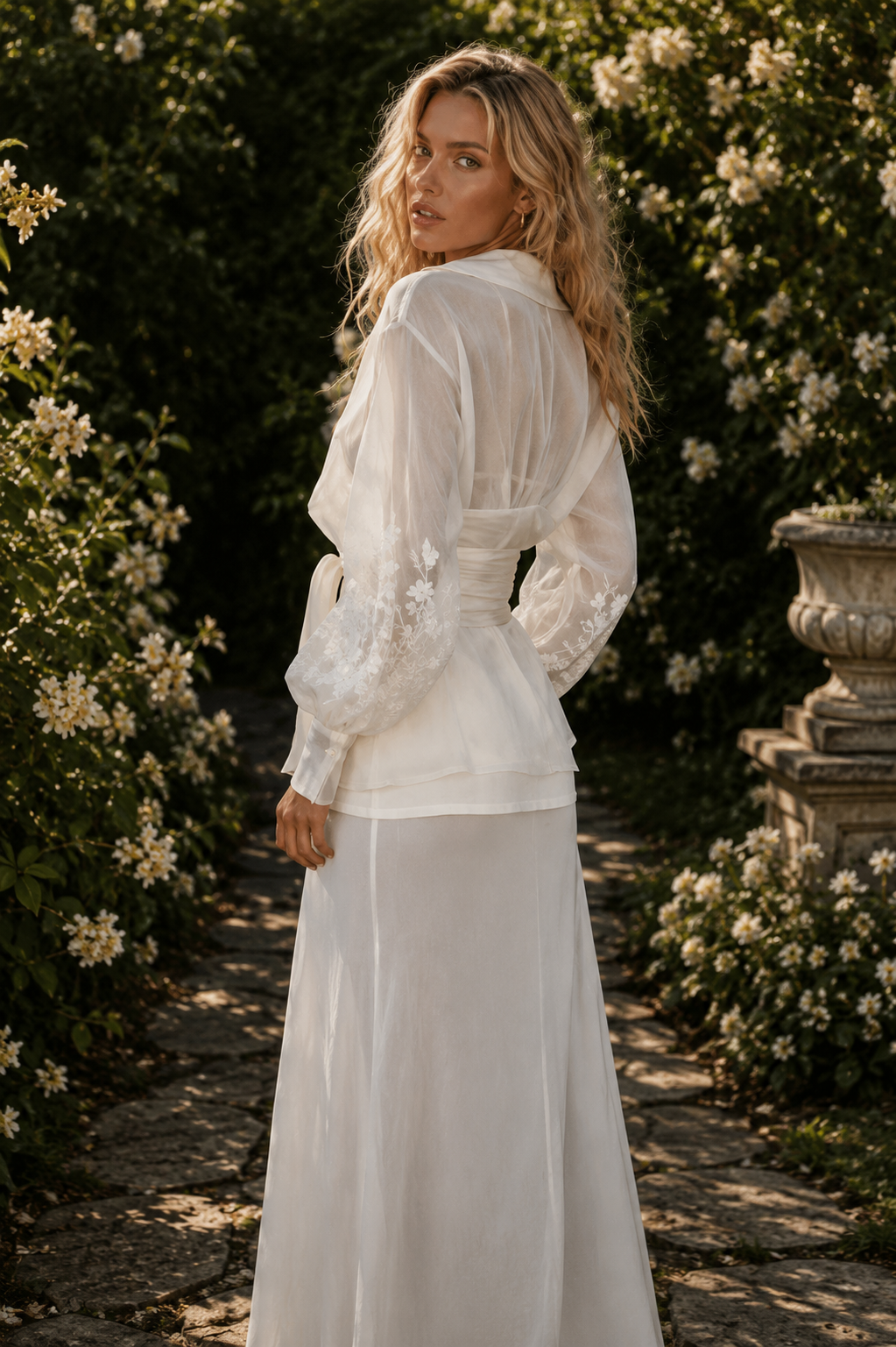 Amira Elegant white embroidered kimono blouse