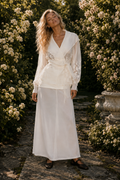 Amira Elegant white embroidered kimono blouse