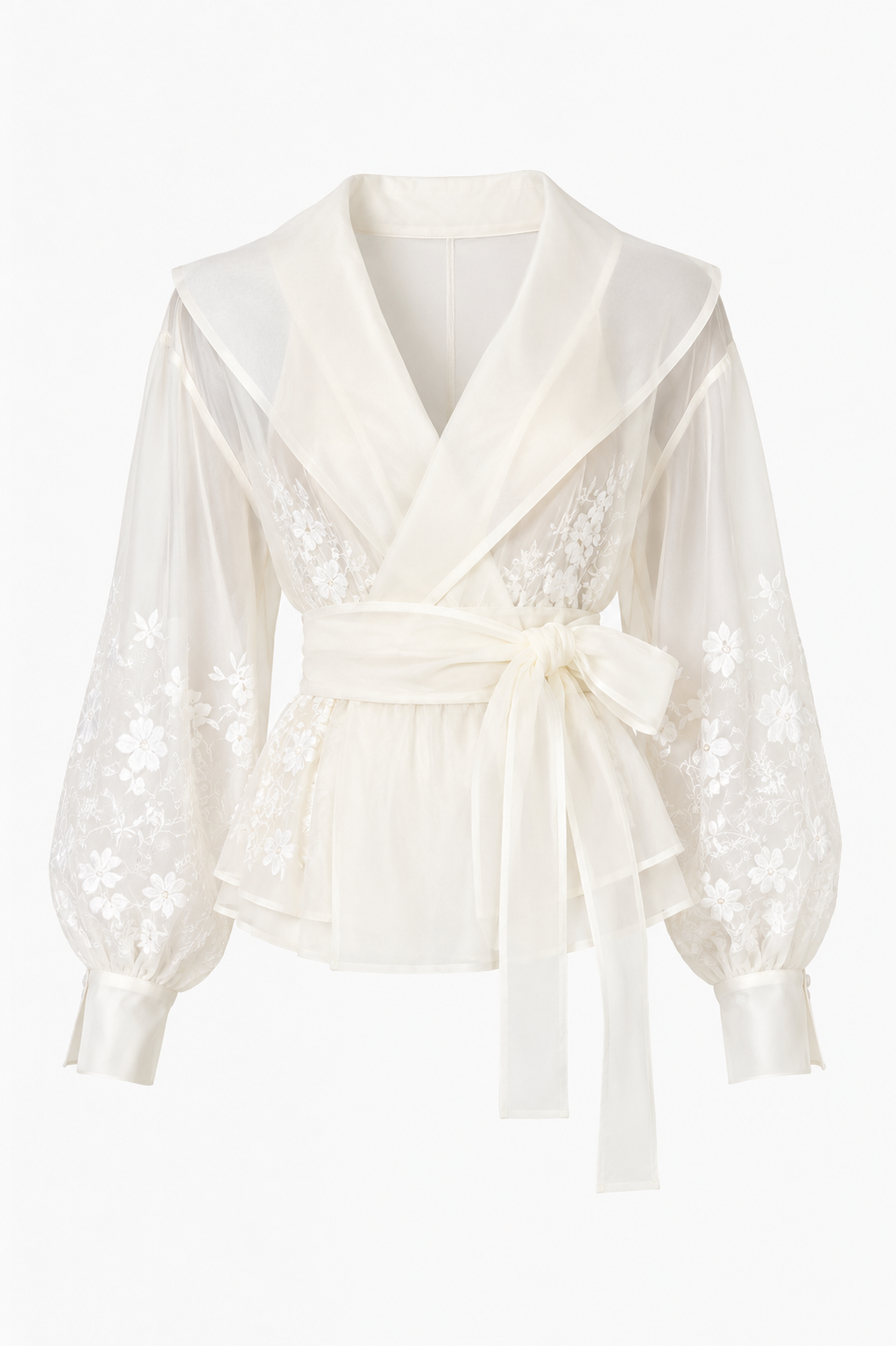 Amira Elegant white embroidered kimono blouse