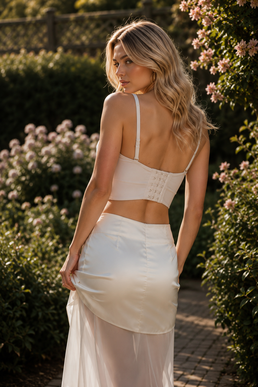 Samira Floral embellished cream bustier top