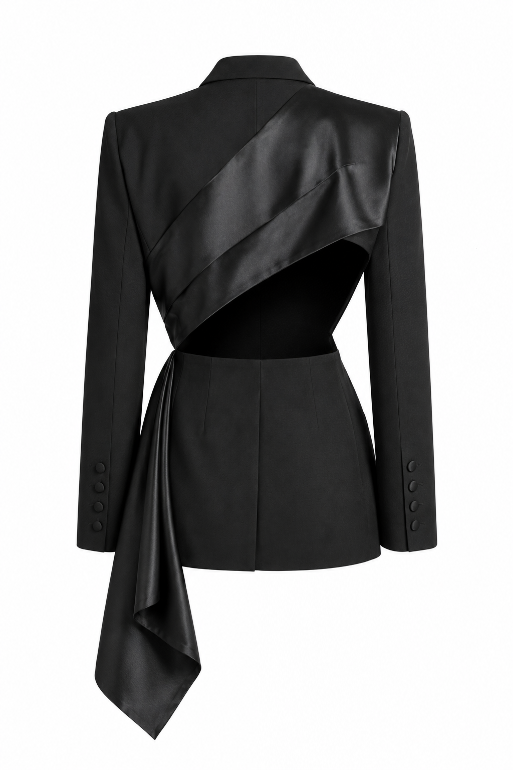 Samira Structured black blazer with satin bow