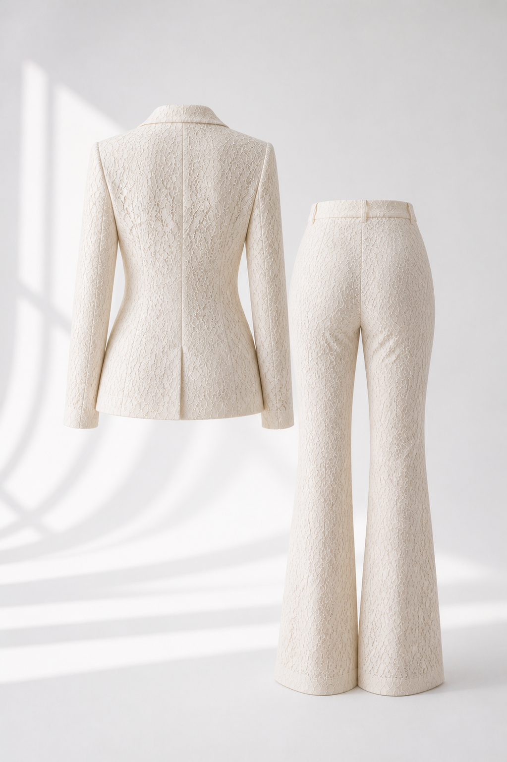 Najla Floral Lace Pants Set In White