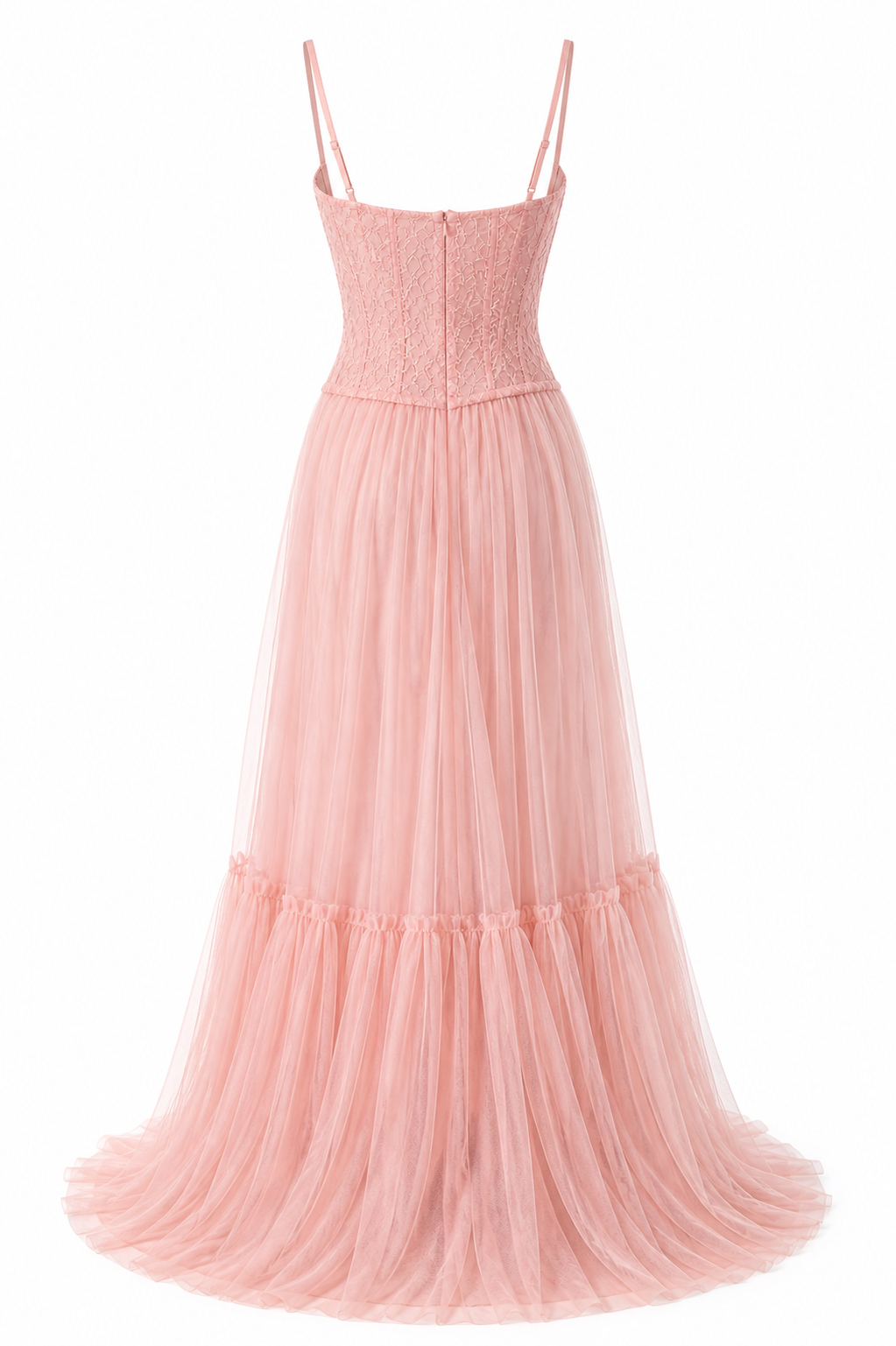 Morjana Elegant blush pink lace gown