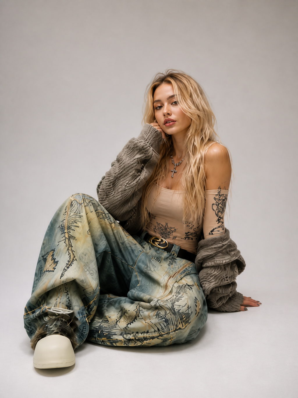 Olfa Vintage Wash Graphic Denim Pants