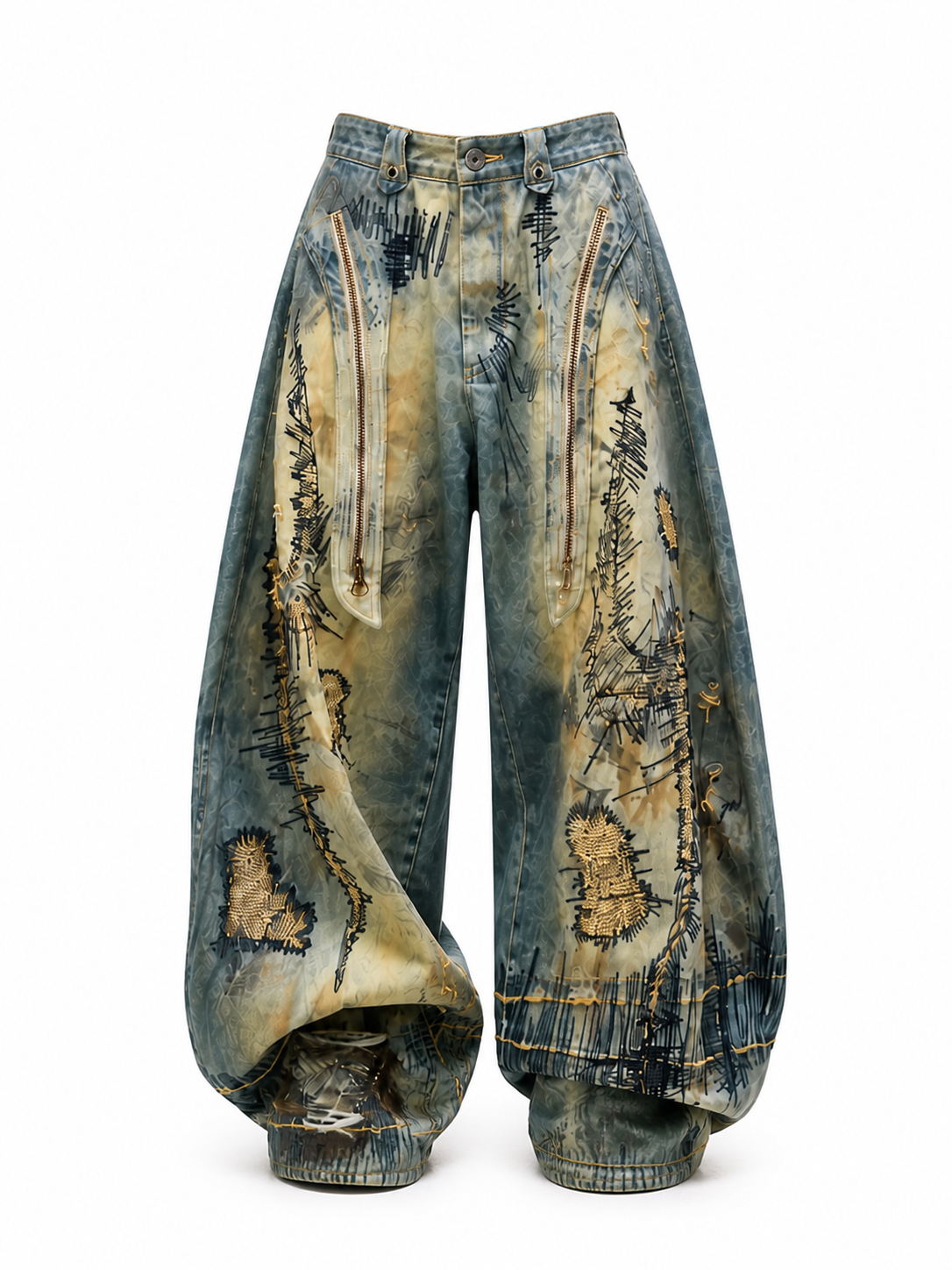 Olfa Vintage Wash Graphic Denim Pants