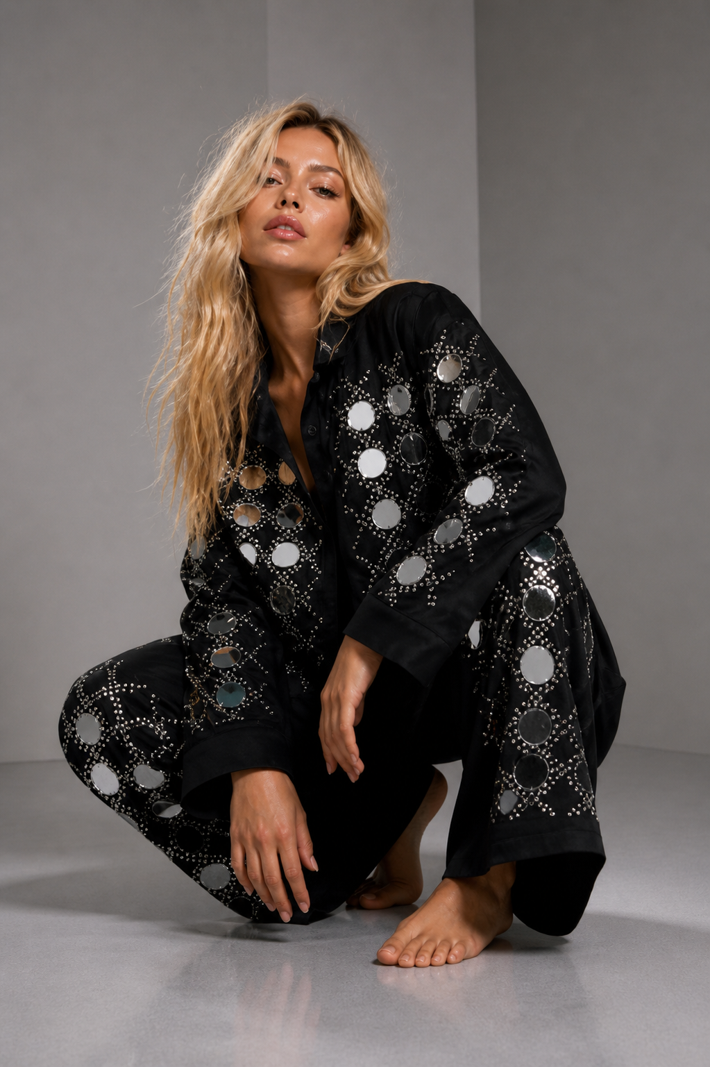 Black Mirror Embellished TwoPiece Set