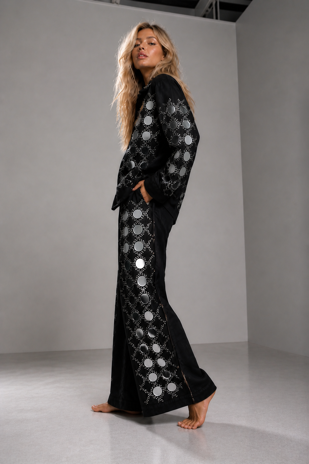 Black Mirror Embellished TwoPiece Set