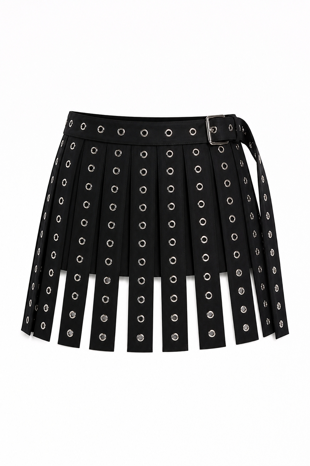 Hiba Black pleated mini skirt with belt