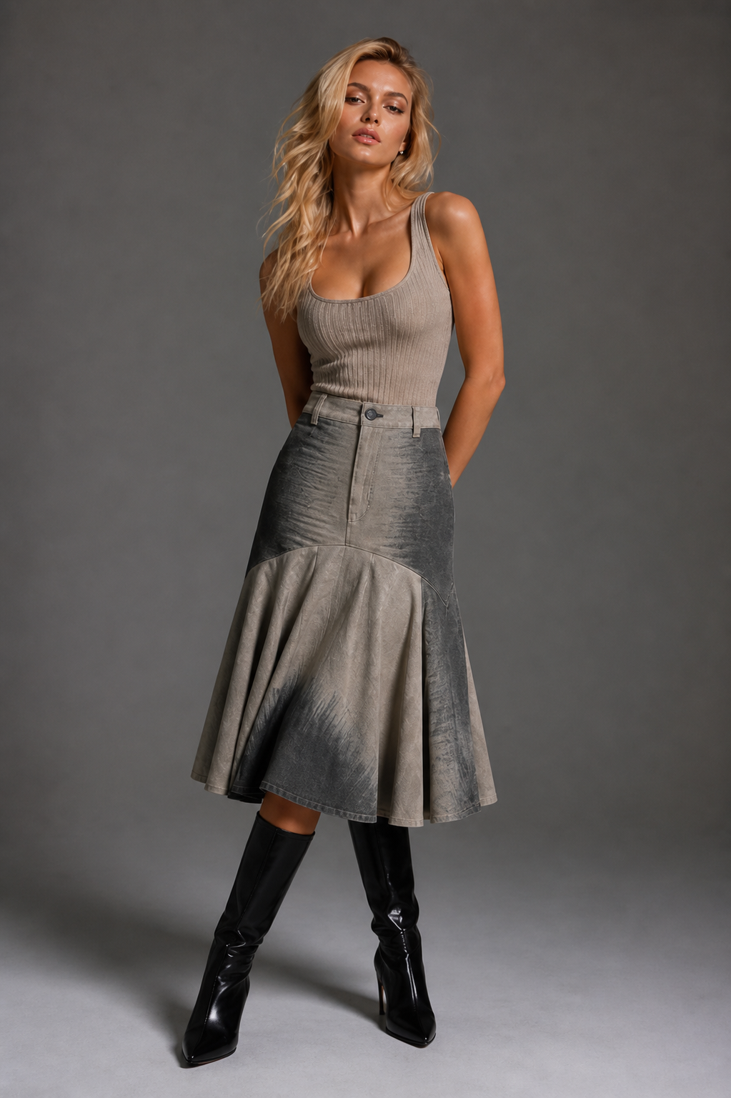 Nada flared skirt with ombre detailing