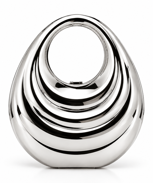 Elara Sculptural Silver Bag