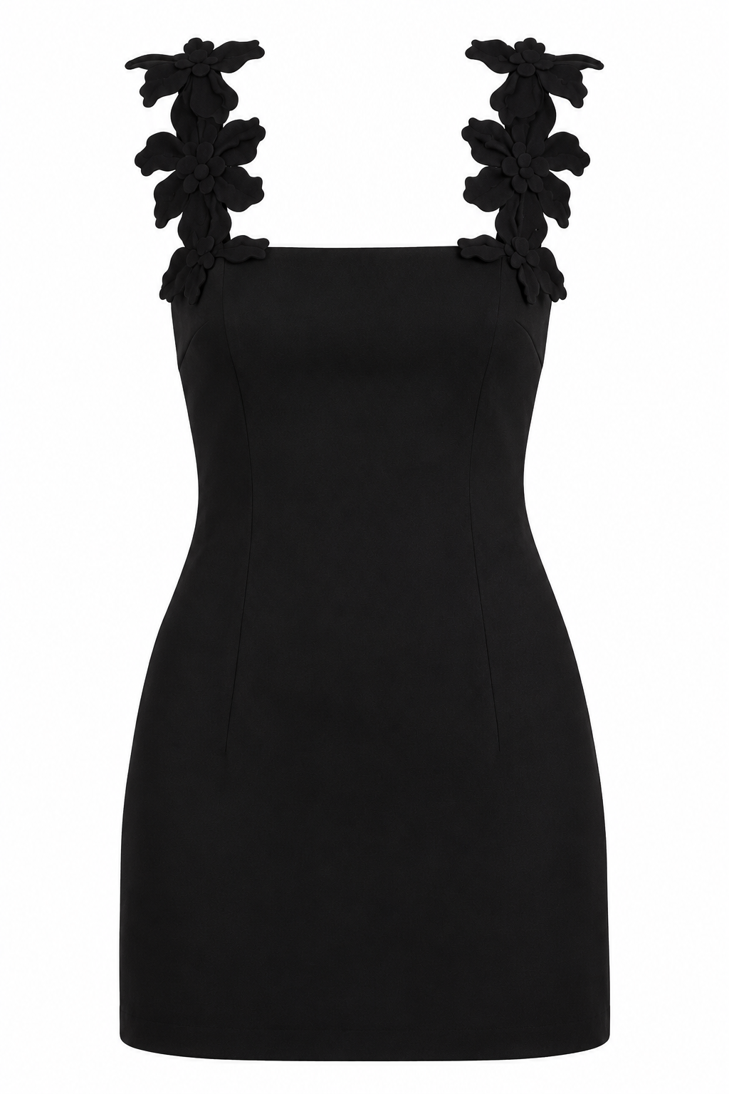 Amelie Black Floral Appliqué Mini Dress