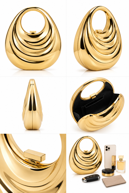 Elara Sculptural Gold Bag