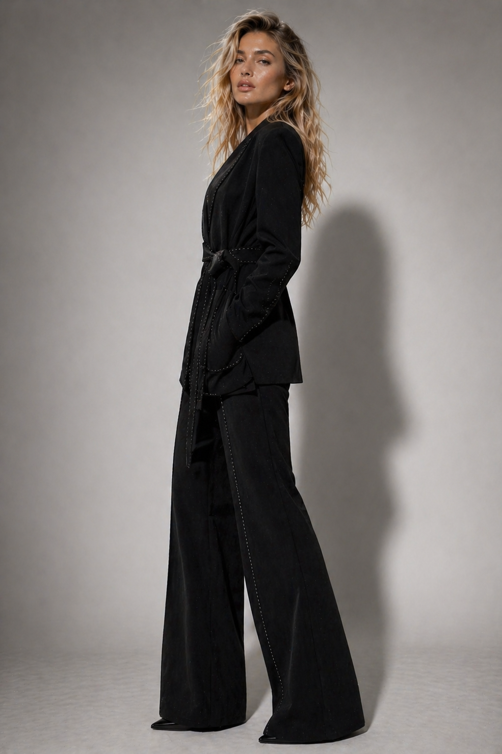 Lace-Tie Blazer & Trouser Set