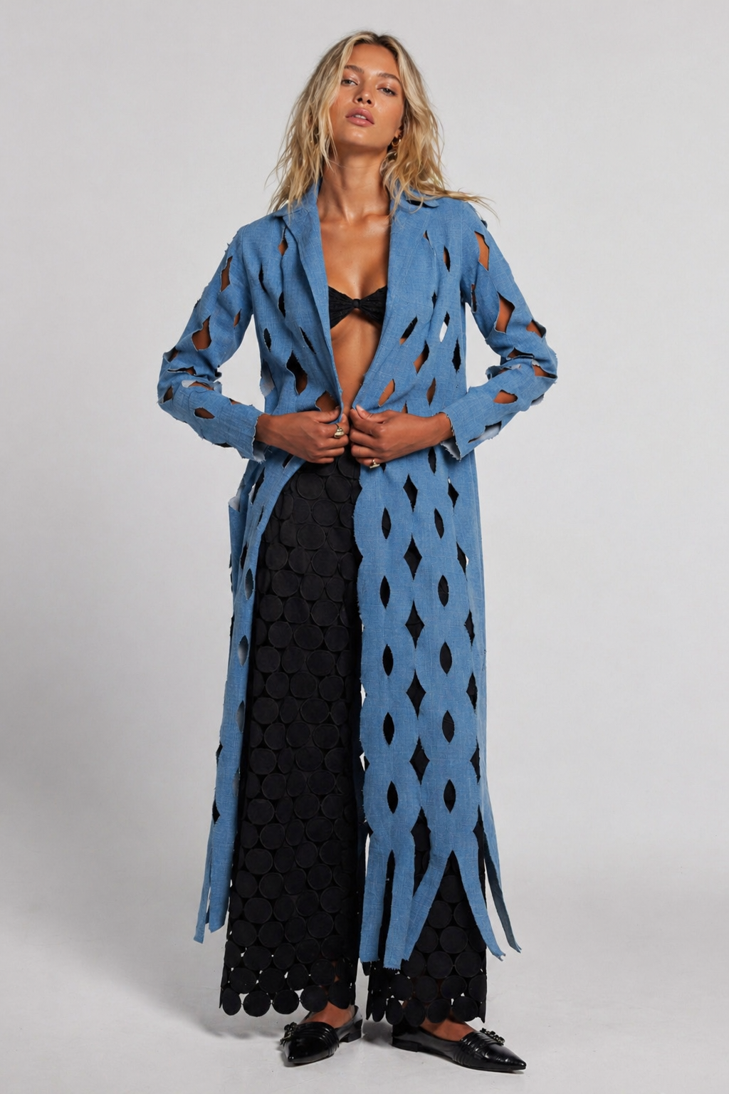 Liza Geometric Cutout Coat