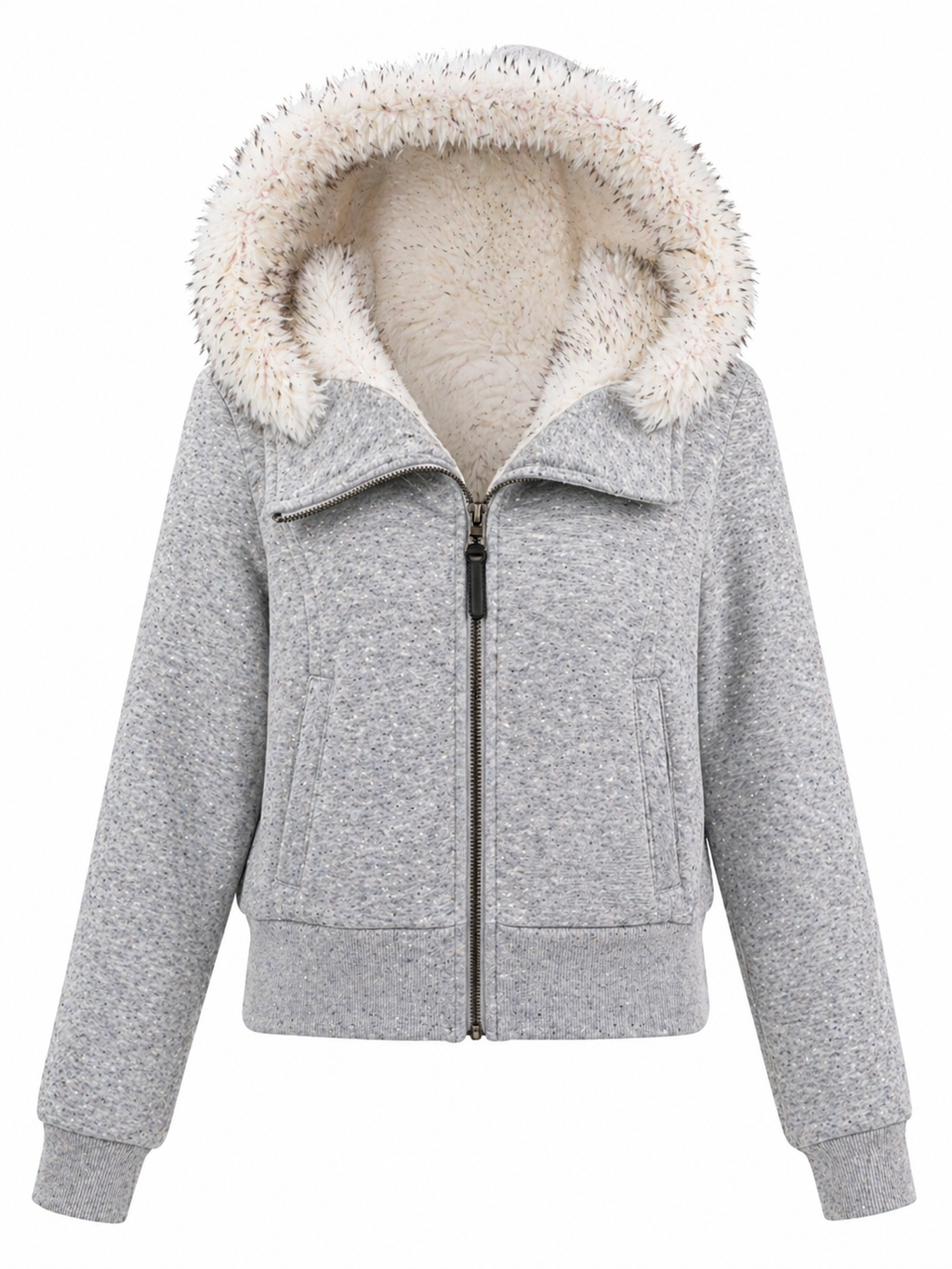 Leila Zipper Asymmetric Jacket In Grey