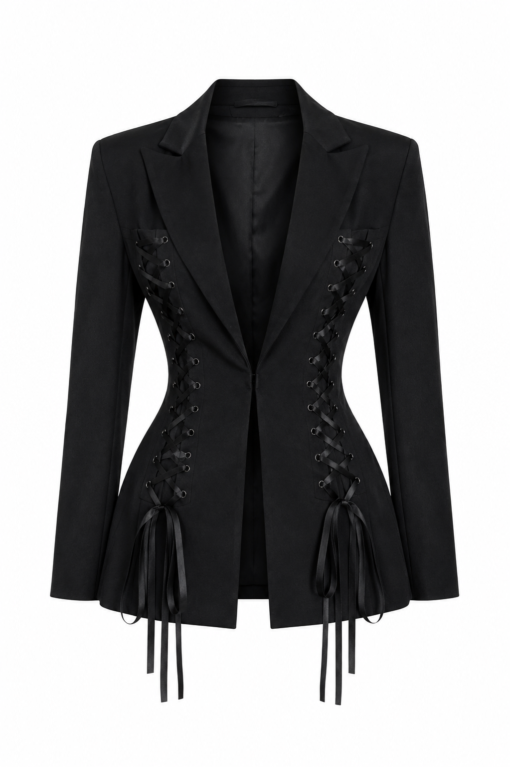 Dorra Sleek black tailored blazer with lacing