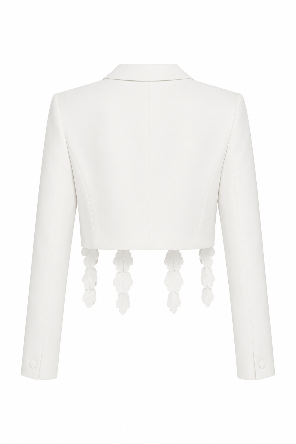 Rima Elegant white cropped blazer with floral detail