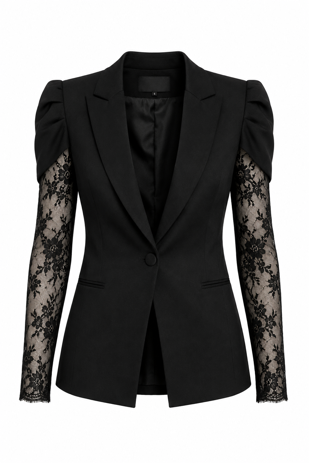 Wiem Black blazer with lace sleeves