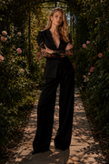 Wiem Black blazer with lace sleeves