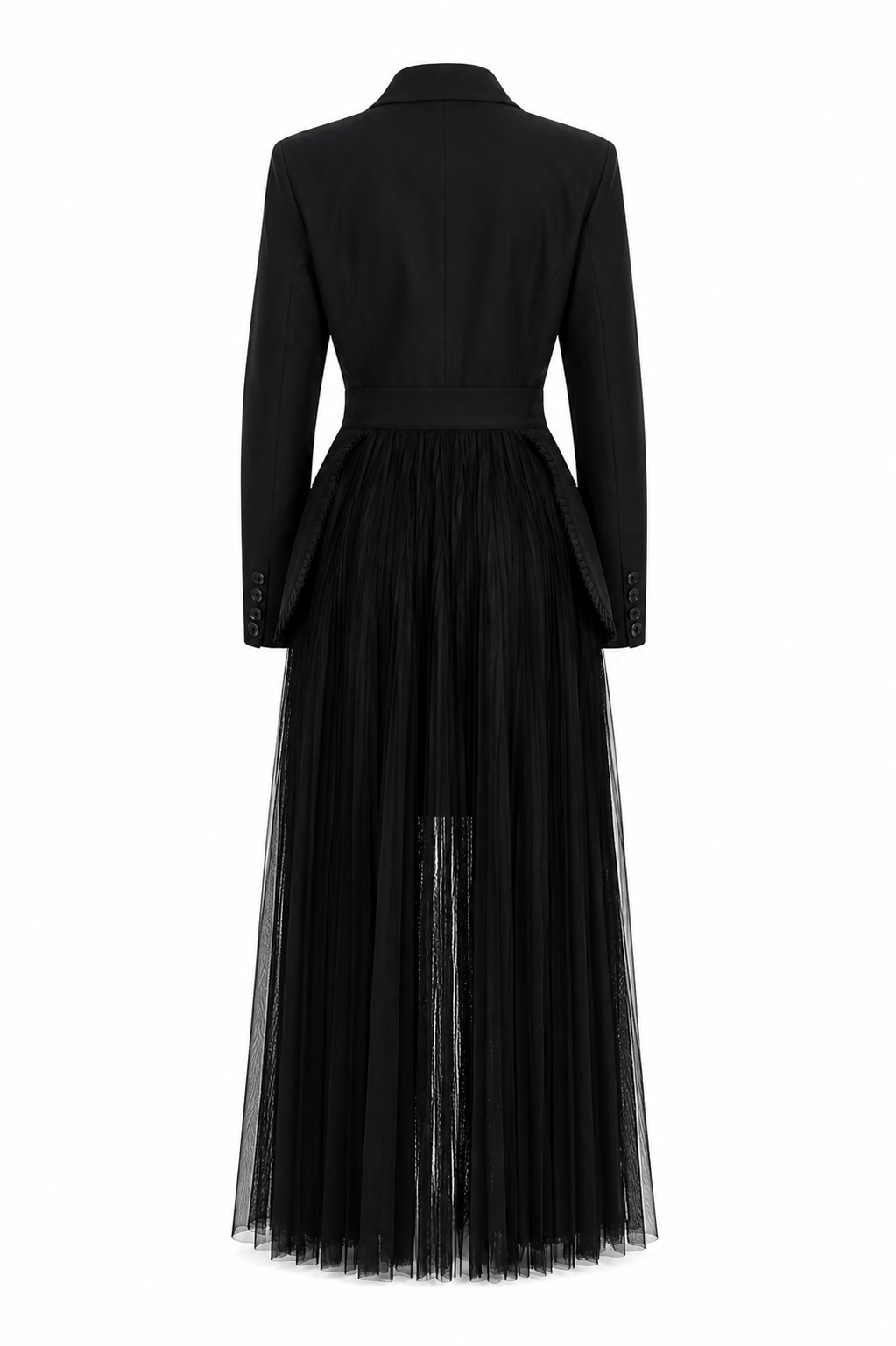 Dorra Elegant black coat-dress with tulle skirt set