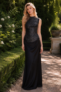 Elegant evening gown Skirt Set In Black