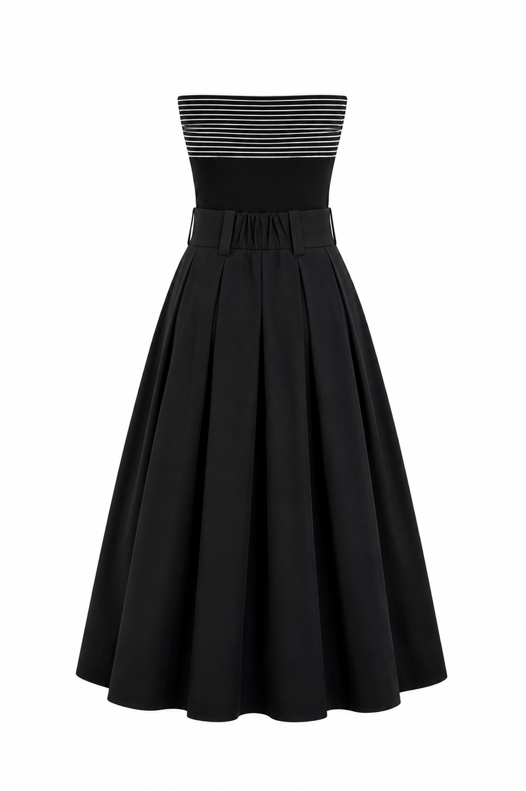 Olga Elegant strapless black dress with pleats