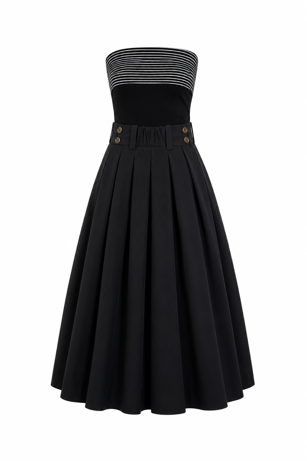 Olga Elegant strapless black dress with pleats