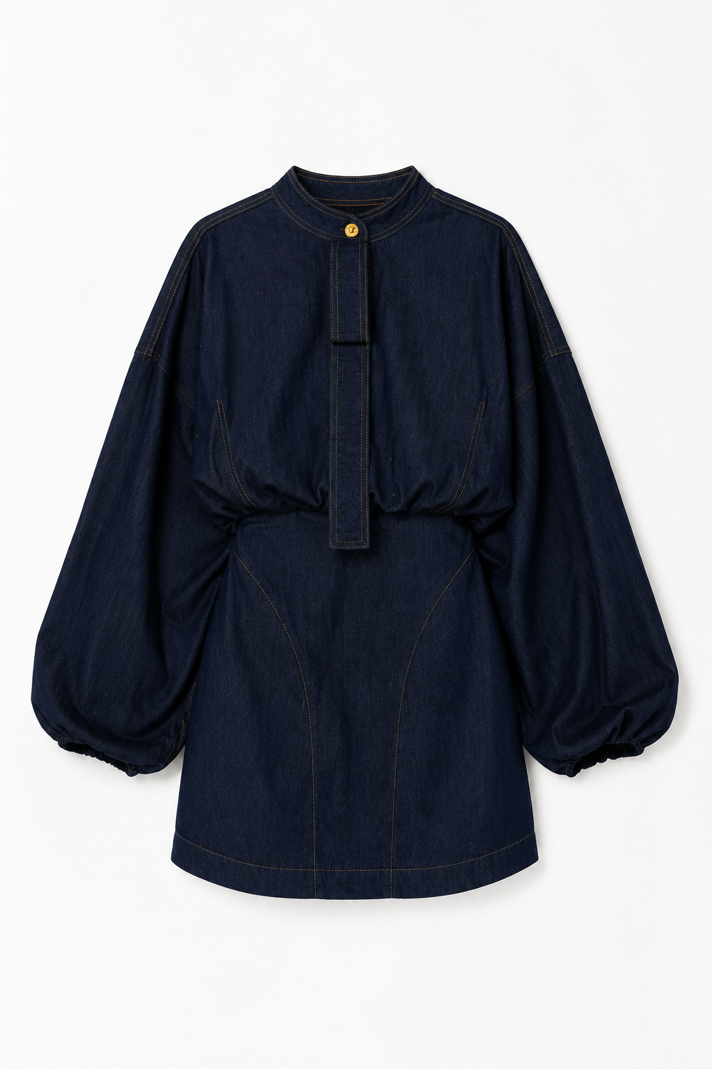 Mira Indigo denim mini dress flatlay