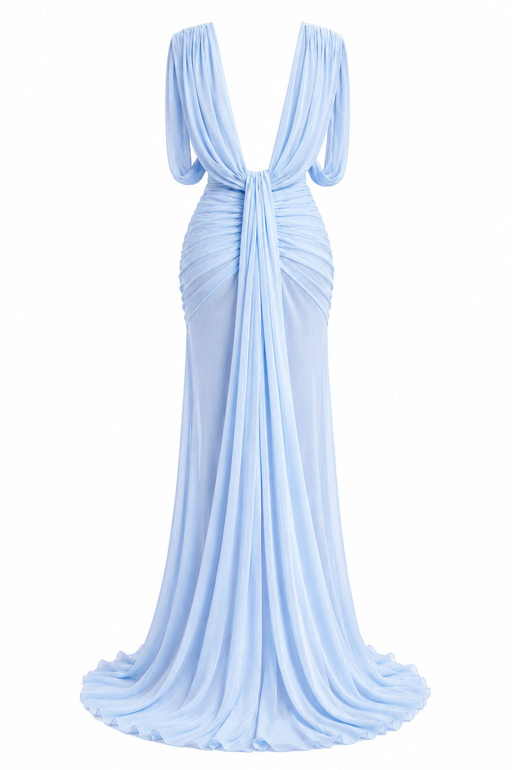 Mira Elegant blue chiffon evening gown