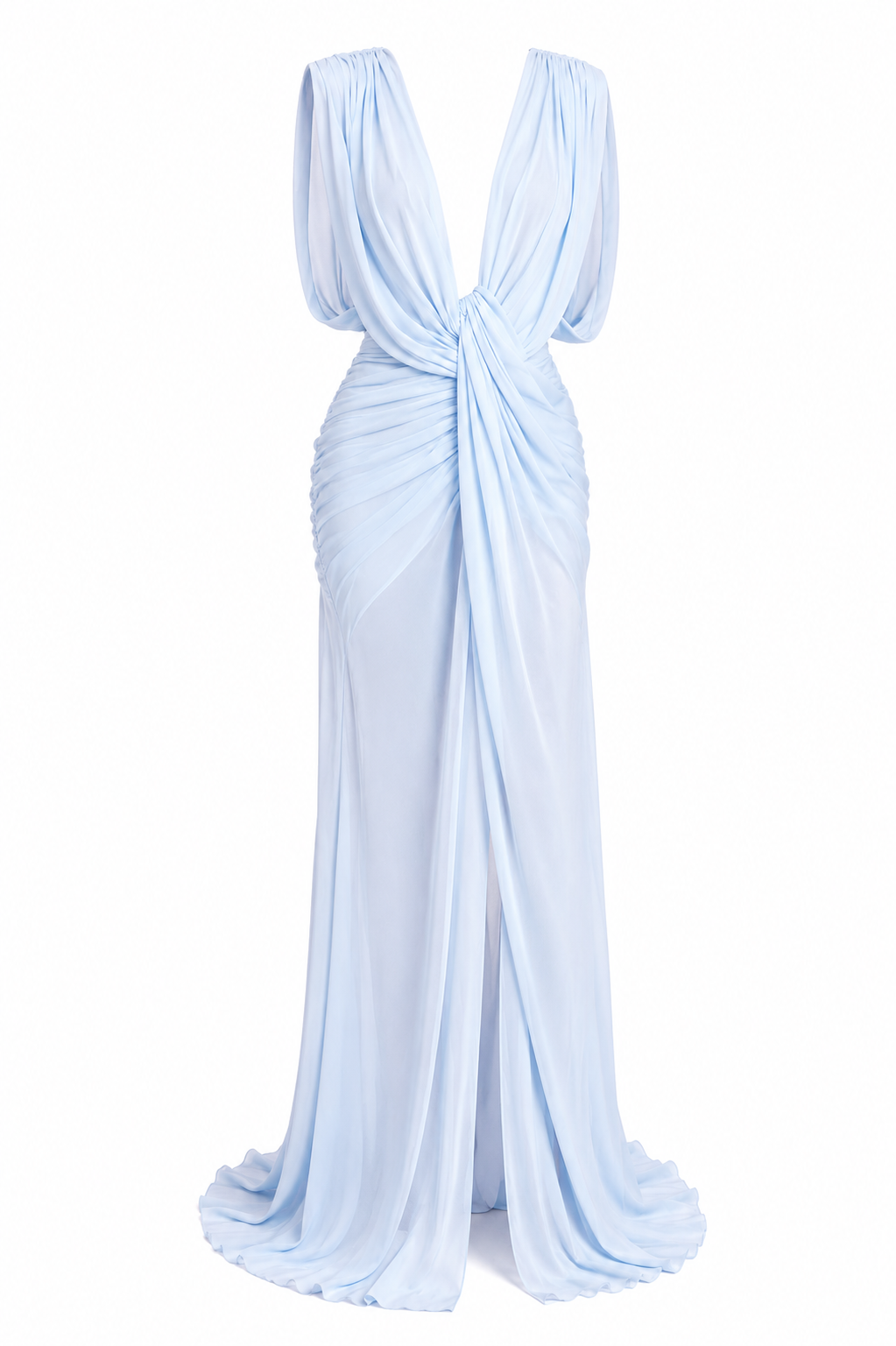 Mira Elegant blue chiffon evening gown