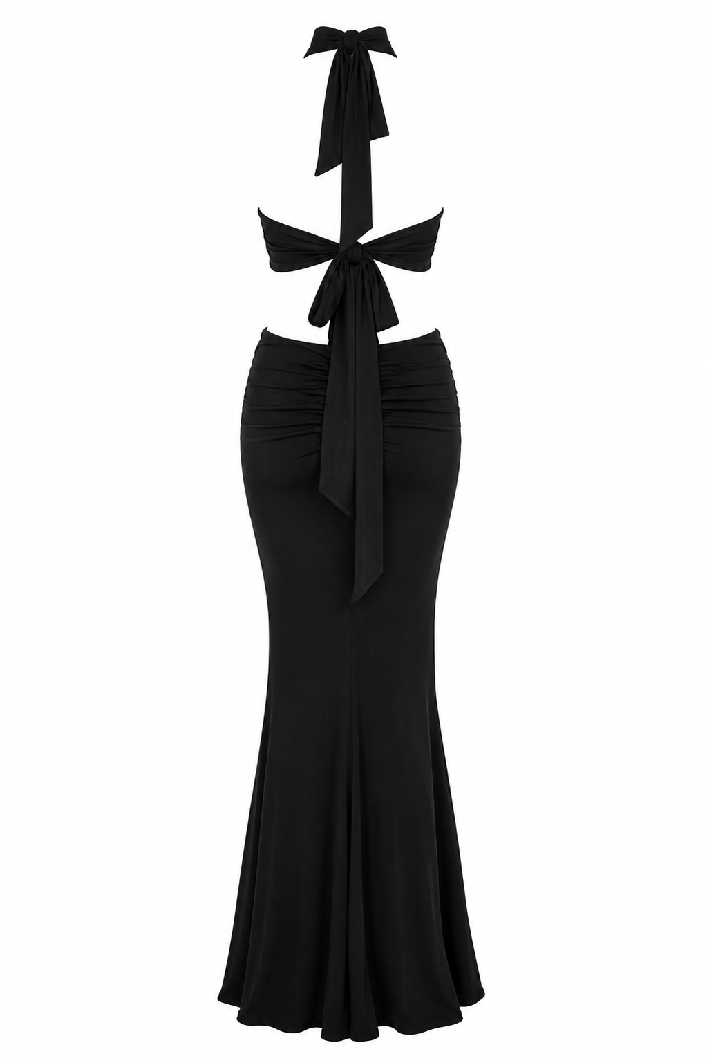 Rahma Elegant black halter evening gown