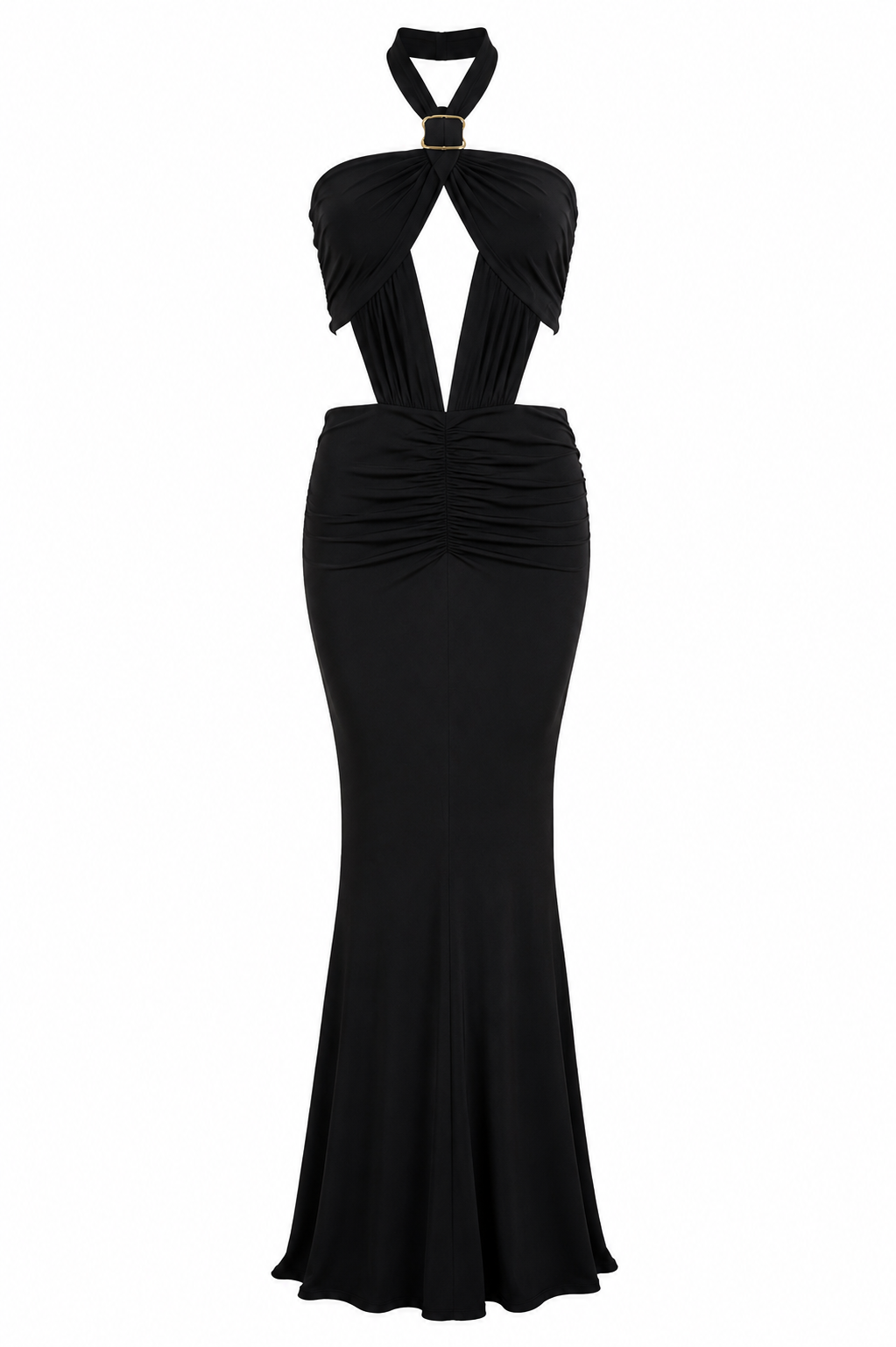 Rahma Elegant black halter evening gown