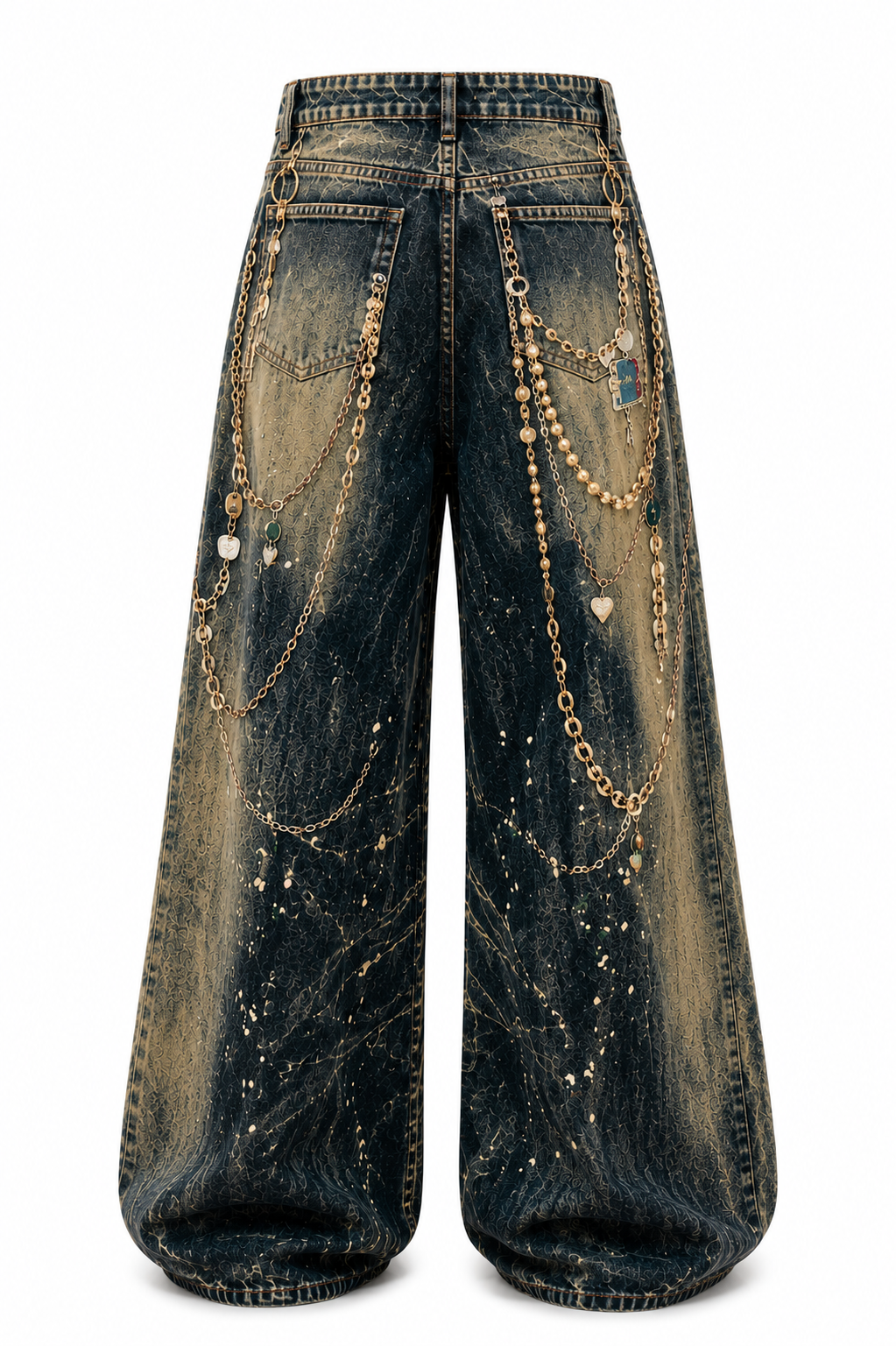 Hiba Distressed denim with decorative chains