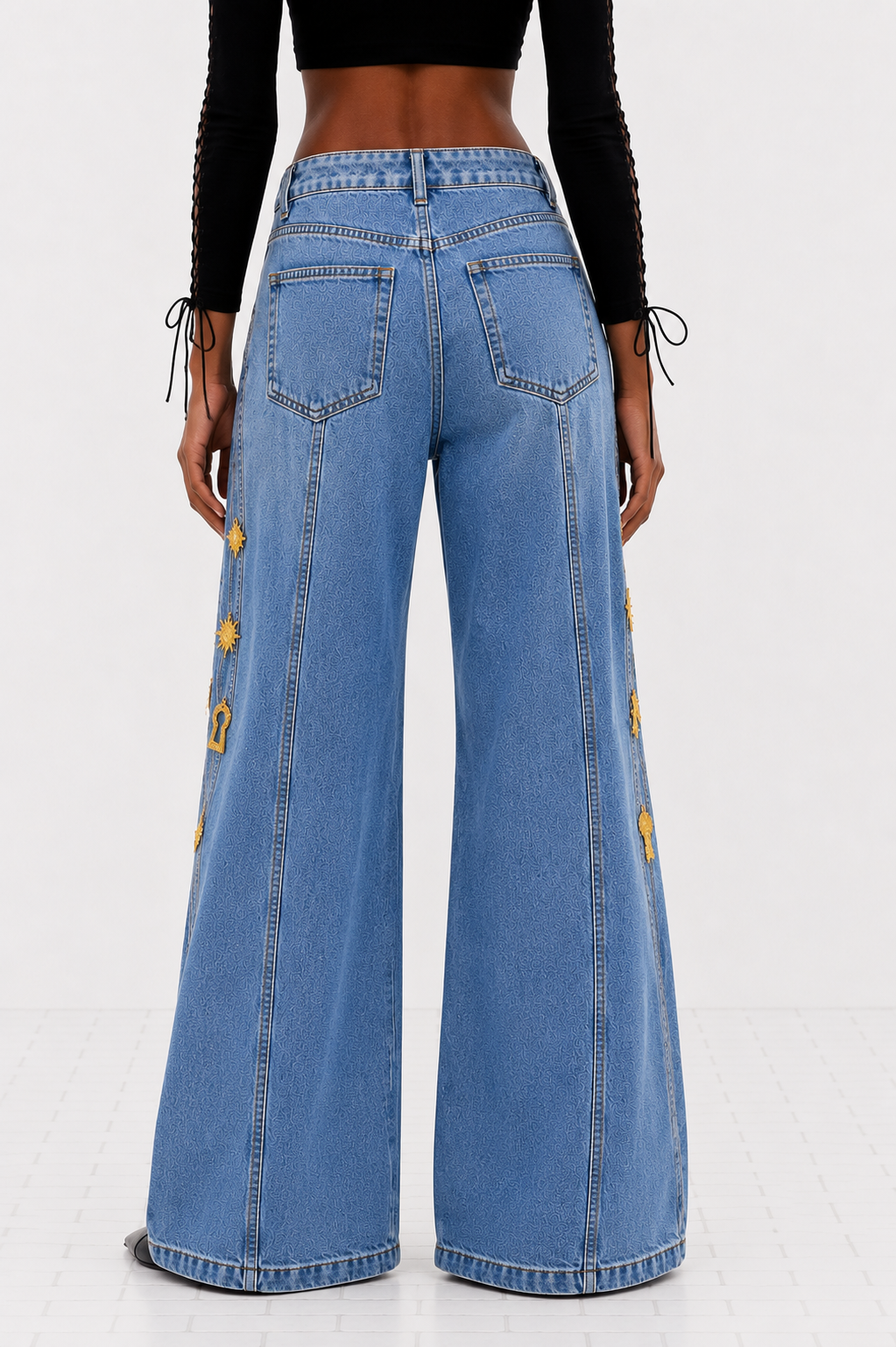 Dorra Embellished wide-leg denim jeans