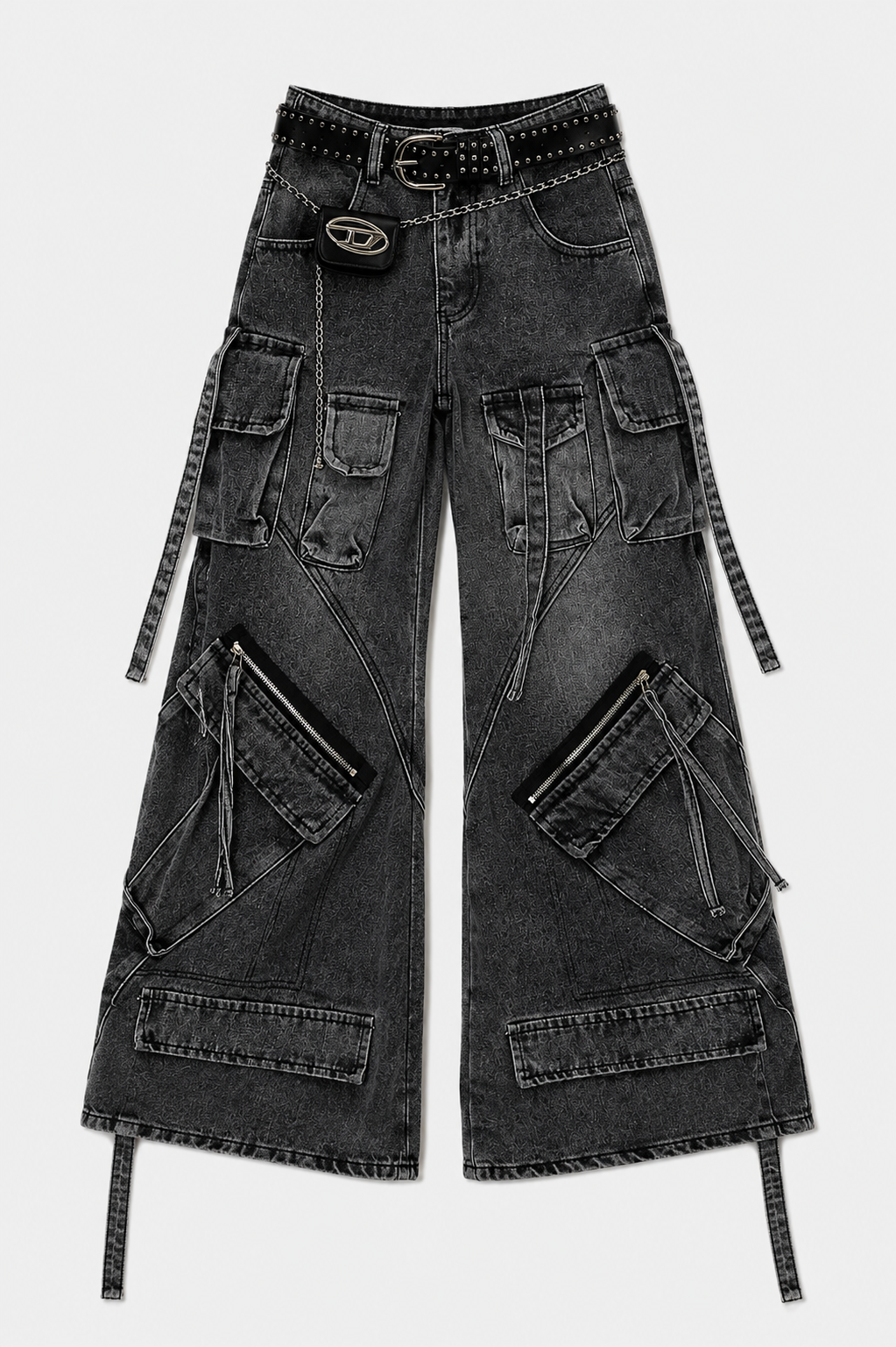 Suzi Black cargo wide leg pants flat-lay Jeans