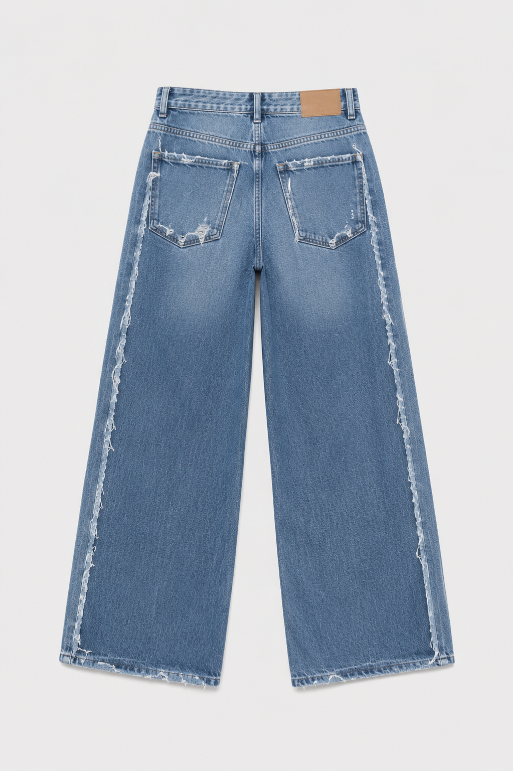 Karima Distressed wide-leg denim Barrel Jeans