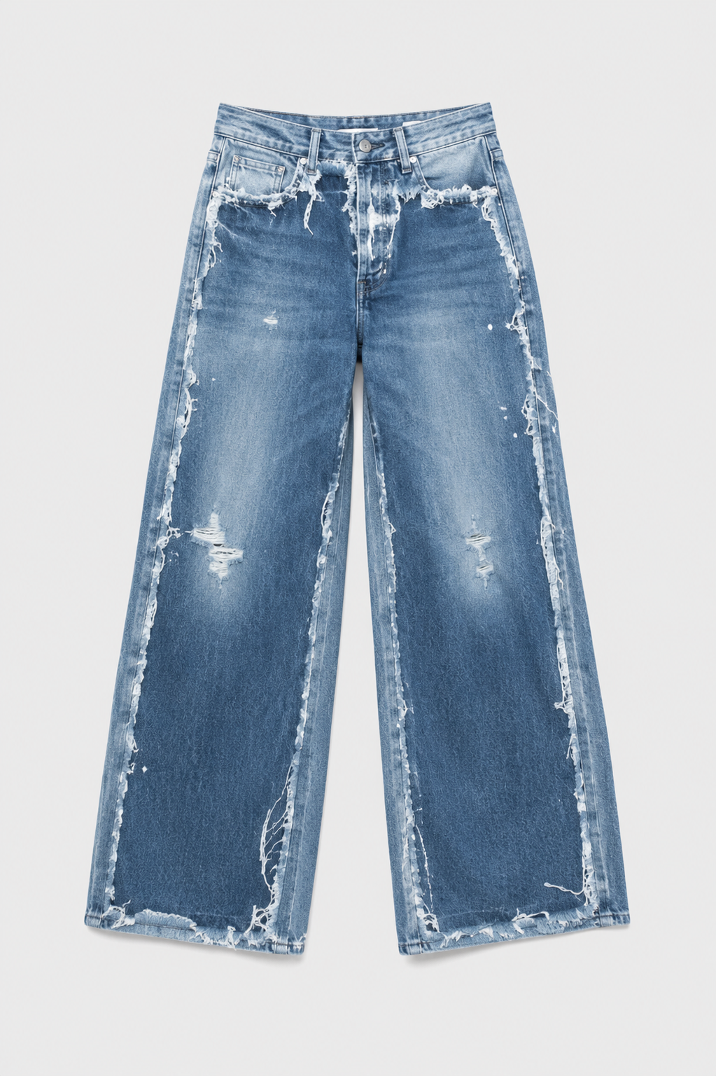 Karima Distressed wide-leg denim Barrel Jeans