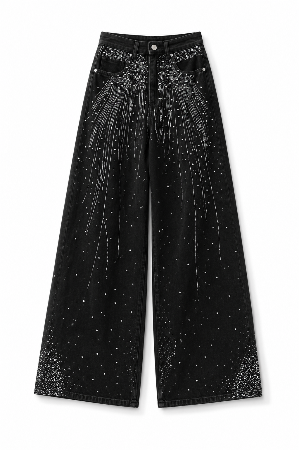 Amirah Embellished black wide leg jeans