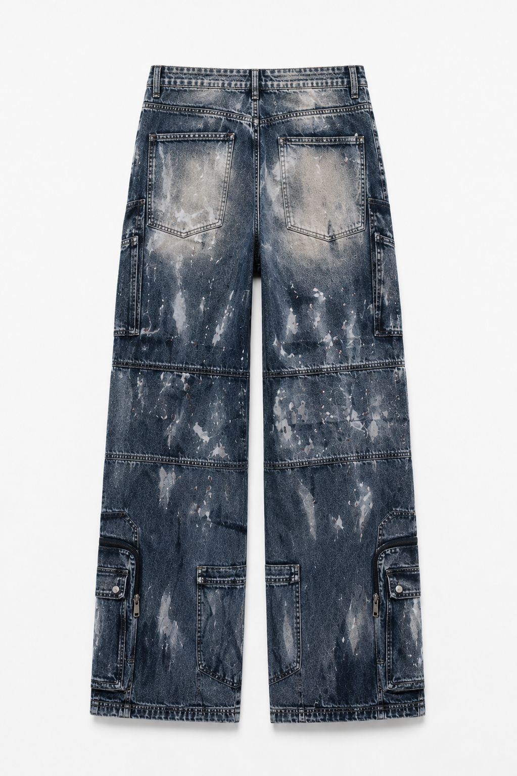 Nada Distressed cargo jeans on white background