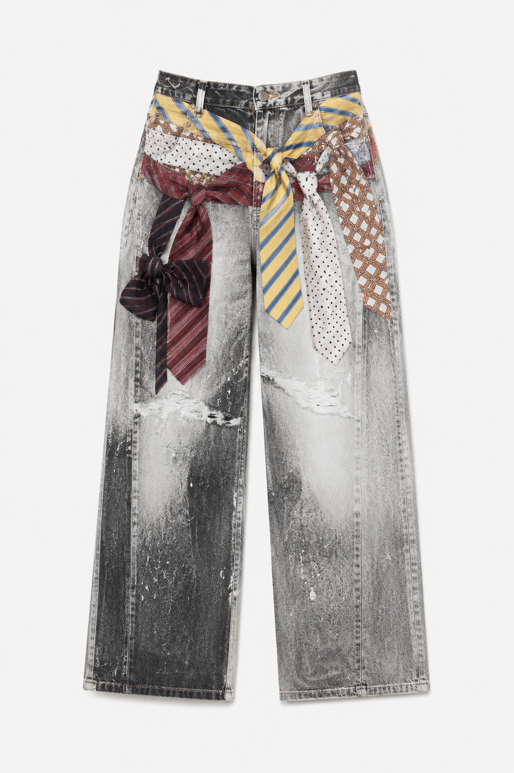 Olfa Artisan tie-patchwork denim jeans