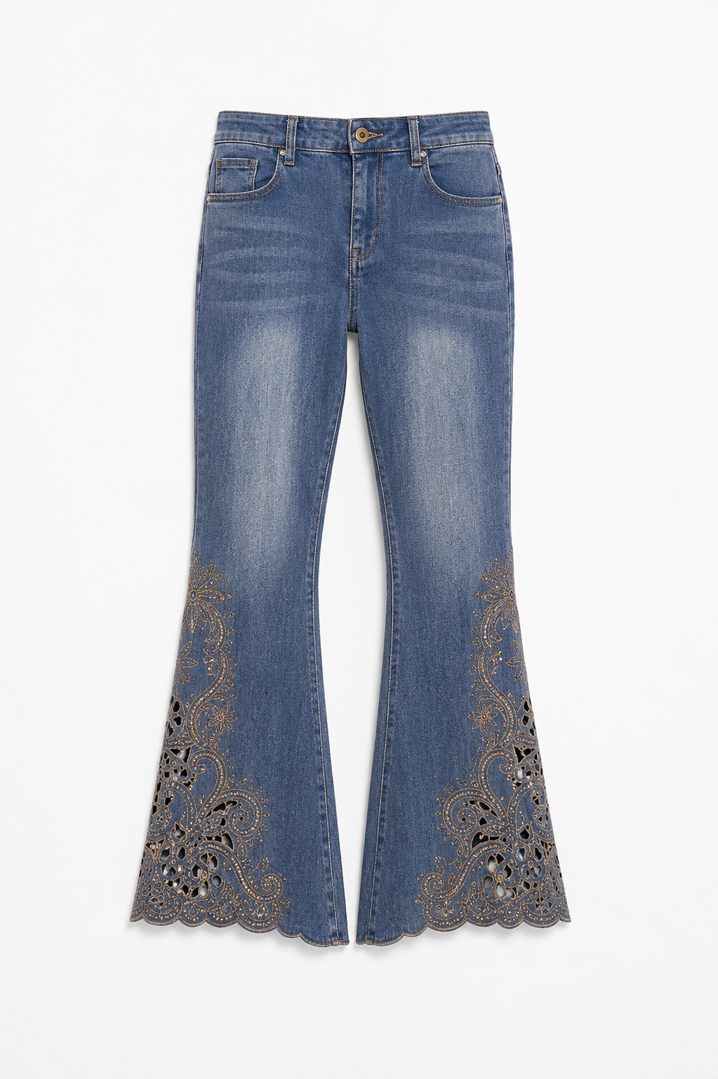 Jamila Flared jeans with intricate embroidery